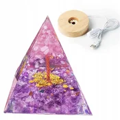 shumee Piramidasti ORGONIT + LED PODSTAVEK ZA SVETILKO 5cm KRISTALNI KAMNI AMULET 5cm HX06