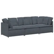 Vidaxl Modularni kavč z blazinami žamet temno siv