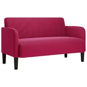 Vidaxl Dvosed vinsko rdeč 109 cm žamet