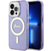 Guess Ovitek Guess Purple - Gold Glitter za iPhone 14 Pro s tehologijo MagSafe (GUHMP14LHCMCGU)