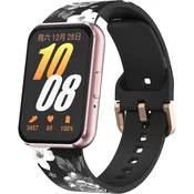 GS Silikonski pašček za Samsung Galaxy Fit 3, črn cvet