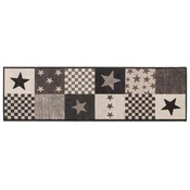 vidaXL Kuhinjska preproga sive zvezde 300 x 60 cm 100% poliamid Pralna