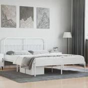 shumee vidaXL Kovinski posteljni okvir z vzglavjem bel 183x213 cm