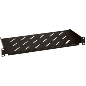 Legrand EvoLine dvotočkovna fiksna polica 1U 400 mm, nosilnost 25 kg, črna, perforirana