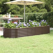 Povišena vrtna gredica od pocincanog celika 224 x 80 x 36 cm smedi