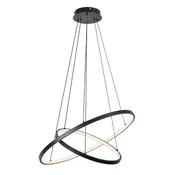 Rabalux Visilica sa daljinskim Beliza, 2 prstena, LED 75W, 3000-6500K, 60cm, Crna