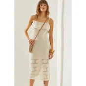 Bianco Lucci Womens Strappy Lined Openwork Summer Knitwear Dress