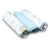 BABYONO Bambusove plenice 3 kosi modre, 70x70 cm