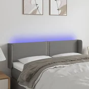 Vidaxl vidaXL Vzglavje postelje z LED diodo temno sivo 147x16x78/88 cm blago
