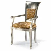 Casa Padrino Luxury Baroque Dining Room Chair with Armrests Silver/Brown H. 98 cm - Made in Italy