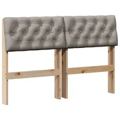 Vidaxl Tapecirano vzglavje Taupe 120 cm Masivno borovo les