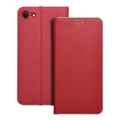 OEM Ovitek LUNA Book Carbon za iPhone 7/8/SE 2020/SE 2022, rdeč