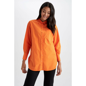 DEFACTO Poplin Relax Fit Shirt Collar Long Sleeve Tunic