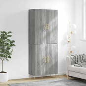 Greatstore Visoka komoda siva sonoma 69,5x34x180 cm inženirski les