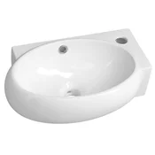 RIBERA kotni keramični umivalnik 43x28,5 cm, luknja za pipo na RHS - Bela - 43x15x28,5 cm - Sapho - SMALL - 24 - Keramika - Asimetrični - 430 - 150 - 285 - 14