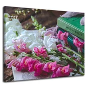 shumee Platno s sliko Botanika Snapdragons 100x80 cm Cvetlični šopek