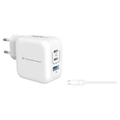 Conceptronic CC67W3PC polnilnik USB PD GaN 67W, 3-portni, bel