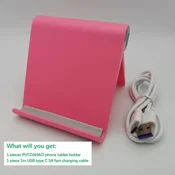 shumee Stojalo za tablico, pametni telefon, nastavljivo, roza + kabel USB-C