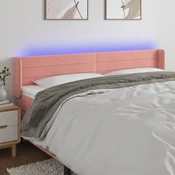 Vidaxl vidaXL Vzglavje postelje z LED svetlo roza 183x16x78/88 cm žamet