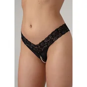 Pearl Crotchless Thong Pia - Black