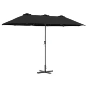 Vidaxl Vrtni dežnik Črna 370 x 197 x 239 cm Poliester in aluminij