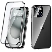Overboard Ovitek za iPhone 15, dvojno magnetno steklo, črn