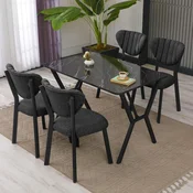 Hanah Home Trpezarijski sto i stolice Elma, Anthracit
