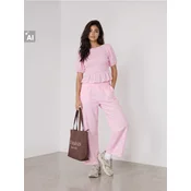 Sinsay - Komplet: bluza i karirane pantalone - roze