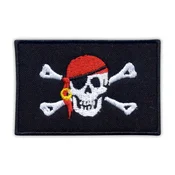 shumee Našitek zastave piratov - Veseli Roger z ruto - Magnetna podlaga - Vezen našitek/značka/emblem