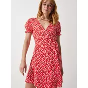 Happiness Istanbul Womens Orange Patterned Viscose Woven Dress