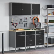 vidaXL vidaXL Set delovnega pulta s 8 kosi iz črnega jekla, (22047430)