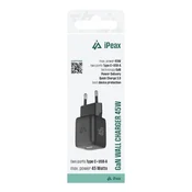 POLNILEC GaN 45W (USB-C + USB-A) ČRNEGA RAZMERJA