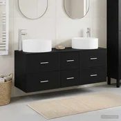 vidaXL Komplet pohištva za kopalnico 3 kos Črna 49,5 x 44,5 x 65,5 cm
