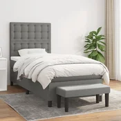 Greatstore Box spring postelja z vzmetnico temno siva 80x200 cm blago