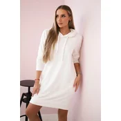 Velour dress with hood ecru