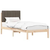 Vidaxl Posteljni okvir z oblazinjenim vzglavjem Taupe 75 x 190 cm
