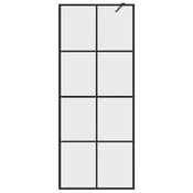 Vidaxl Pregrada za tuš s prozornim ESG steklom 80x195 cm črna