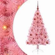Vidaxl Umjetna preddekorirana božićna jelka Roza 120 cm PVC