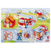 GOKI - Puzzle Puzzle Drevená vkládačka Požiarnici v akciji - 1 - 39 kosov