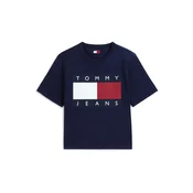 Tommy Jeans Majica mornarska / temno rdeča / bela
