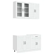 vidaXL Set omar s predalom s polico z vrati 4 pcs Bela Inženirski les