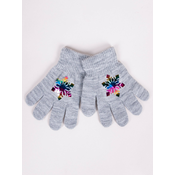 Yoclub Kidss Girls Five-Finger Gloves With Hologram RED-0068G-AA50-006