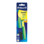 Pelikan roler Twist + 2x črnilni vložki, Neon zelen, na blistru