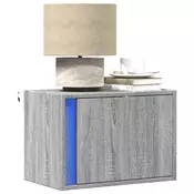 Vidaxl vidaXL Viseča nočna omarica z LED osvetlitvijo, siva, sonoma hrastova