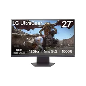 Monitor LG 68,6 cm (27,0) 27GS60QX 2560x1440 Curved Gaming 180Hz VA 1ms 2xHDMI DisplayPort  sRGB99% FreeSync HDR10 UltraGear
