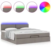 Vidaxl Otomanski posteljni okvir z vzmetnico taupe 160x200 cm blago