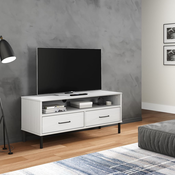 Ormaric za TV s metalnim nogama bijeli od masivne borovine OSLO