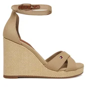 Sandali Tommy Hilfiger Flag High Wedge Espad Crisscross FW0FW08661 Bež