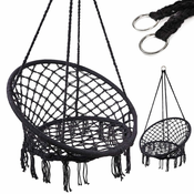 AGA Gugalni stol Herons nest z naslonom črna 80cm