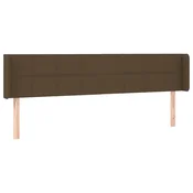 Vidaxl Vzglavje z ušesi temno rjavo 203x16x78/88 cm blago